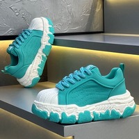 Chaussures décontractées à lacets pour hommes, style étudiant, en cuir lisse, à plateforme rehaussante, tendance printemps-automne, couleur blanche
