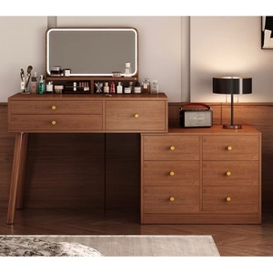 Withe Modern Wooden Side Cabinet Smart Makeup Table <strong>Bedroom</strong> Furniture <strong>Light</strong> <strong>Mirror</strong> <strong>With</strong> 3 Drawers and Chair Dressing Tables - Product Image 3