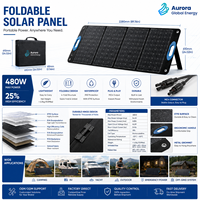 Module solaire pliable JiYao 480W, rendement de 25%, noir, haute performance pour camping-car, marine et usage extérieur