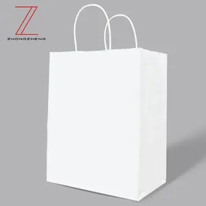 Cheap Wide Handle White Custom Kraft Paper Bag Environmental Friendly Shopping Paper Bag Gift Paper Bag Recyclable