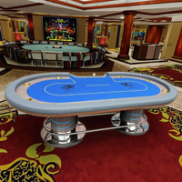 Table de poker de luxe QINLONG pour 10 joueurs, table de jeu professionnelle électronique avec LED, jetons en argile, fer, ABS, laiton, mahjong