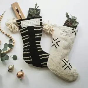 Farmhouse Modern Decorations for Home Decor Style Black and White Mudcloth Christmas Stockings