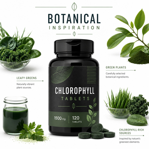Tabletas de Clorofila Orgánica, Certificadas Halal, GMP, HACCP, Bajas en Azúcar, Antioxidantes, Veganas, Sin Gluten, Suplementos Naturales, 60 Unidades - Product Image 4