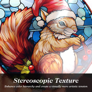 Adorno de Vidrio Art Deco con Animales Navideños, Colgante de Ventana con un Ardilla con Gorro de Santa Claus, Atrapasueños para Decoración de Jardín - Product Image 2