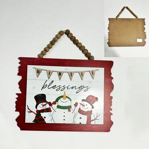 ตุ๊กตาหิมะคริสต์มาสฤดูหนาวแผ่นไม้ MDF แขวนด้านหน้าประตูต้อนรับแผ่นไม้ออกแบบเป็นของขวัญตกแต่งบ้าน - Product Image 6