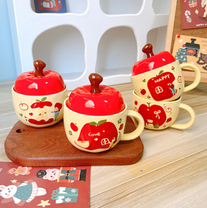 Taza <span class=keywords><strong>de</strong></span> manzana Taza <span class=keywords><strong>de</strong></span> cerámica americana encantadora Taza <span class=keywords><strong>de</strong></span> agua roja <span class=keywords><strong>de</strong></span> alto nivel <span class=keywords><strong>de</strong></span> apariencia para niñas con regalo <span class=keywords><strong>de</strong></span> mano con tapa taza <span class=keywords><strong>de</strong></span> café - Product Image 4