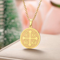 Collier avec croix orthodoxe orientale, pendentif médaille croix IC XC NIKA