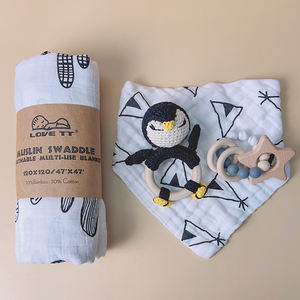 Attache-sucette pour bébé sans BPA, hochet en rotin, bavoir pour bébé, serviette de bain et ensemble de jouets en bois anneau de dentition pour bébé en bois biologique sensoriel - Product Image 6