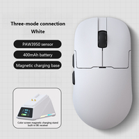 Apex Mouse Gaming tanpa kabel, tri-mode PixArt 3950 ringan dengan dasar pengisian daya untuk game menembak