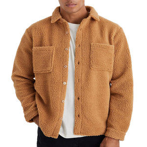 Custom Logo New Arrival Men's Casual Solid Button Polar Fleece Eco-Friendly Windproof <b>Thick</b> Loose Winter Plush <b>Cardigan</b> Jackets - Product Image 1