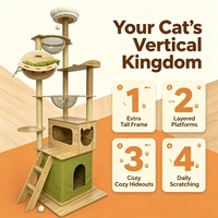 Grand arbre à chat en bois avec condo, perchoir, maison et poteau en corde de sisal, capsule spatiale pour familles multi-chats, direct usine