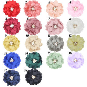 Fleurs en tissu de mousseline à prix d'usine avec perles et strass pour accessoires de coiffure DIY pour filles (bandeaux, pinces, etc.) – Fleurs uniques - Product Image 6