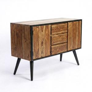 Table de chevet contemporaine en bois d'acacia, meuble de rangement en bois massif avec 2 pieds de hauteur de rangement pour chambre à coucher, mobilier de maison - Product Image 1