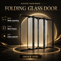 Porte pliante en aluminium à double vitrage trempé, moderne, pour séparation de pièce ou patio