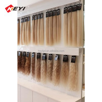Vitrine de Salon sur Pied en Bois Blanc avec Logo Personnalisé Gratuit pour Présentoir de Cheveux Naturels et Extensions de Perruques en Magasin
