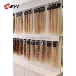 Kostenloses Personalisiertes Logo Salon Vitrine aus Weißem Holz für Echthaar & Perückenverlängerungen Bodenständer für Ladendisplay Perücken - Product Image 2