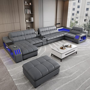 Canapé en <span class=keywords><strong>Cuir</strong></span> Véritable Italien Canapés de Luxe Ensemble de Canapés 7 Places Sectionnel d'Angle Modulaire Moderne Canapé de Salon en Forme de L - Product Image 1