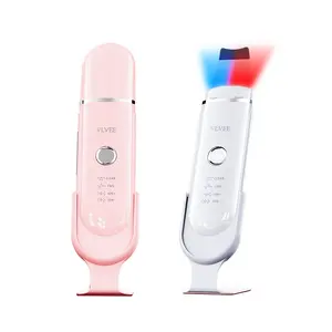 New Red & Blue Light Portátil Beleza Equipamentos Ion Ultrassom Facial Espátula Rosto Peeling Ultrasonic Skin Scrubber