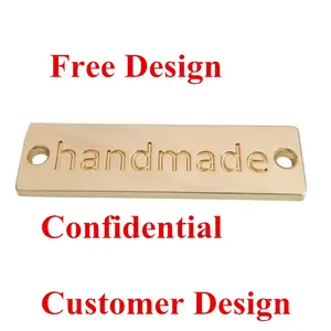 Beautiful style 2-holes custom embossing sew small metal logo tag labels for clothes/shoes