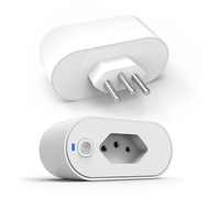 Enchufe Inteligente con Enchufe Brasileño, Temporizador Wi-Fi, Medidor, Aplicación Remota, Control por Voz Inteligente, Pantalla OLED Android