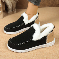 Chaussons pour femmes doublés de fausse fourrure, style mocassin, à enfiler, chauds pour l'hiver, noir, gris, bleu
