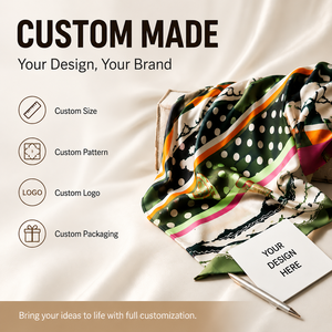 Pañuelo Cuadrado de Satén Estampado Personalizado 130x130cm, Chal de Lujo con Sensación de Seda, Venta al por Mayor de Envolturas Grandes para Mujer - Product Image 2