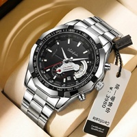 Aili Feida – montre à Quartz pour hommes, en acier inoxydable, grand cadran lumineux, Tourbillon, résistance à l'eau 30M, verre minéral renforcé