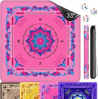 Tapete de Mahjong Americano de Lujo con Diseño Floral, Plegable, Ecológico, Tamaño Estándar de EE. UU., Superficie Impermeable y Silenciosa, Tema Rosa y Azul
