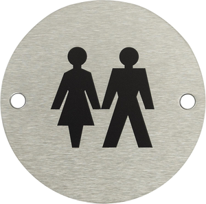 Plaque de signalisation de porte unisexe pour toilettes, en acier inoxydable, 76 mm, pour usage intérieur, fixations incluses - Product Image 2