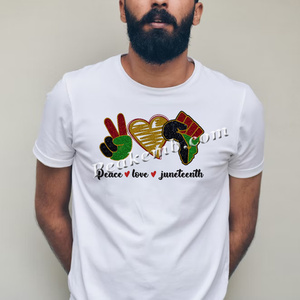 Vente en gros <span class=keywords><strong>de</strong></span> motifs <span class=keywords><strong>de</strong></span> transfert thermique DTF en vinyle à repasser, thèmes Paix, Amour, Juneteenth, pour la personnalisation <span class=keywords><strong>de</strong></span> chemises pour hommes - Product Image 4
