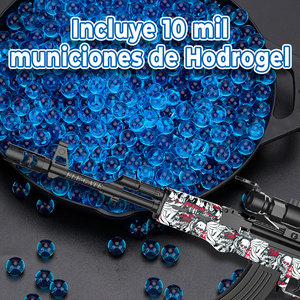 Pistolet à billes de gel automatique rechargeable Elegate JUG.G850 AK 47 avec lunette de visée et design tête de mort, en ABS, pour jeux en extérieur - Product Image 3