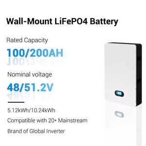แบตเตอรี่ลิเธียม <span class=keywords><strong>E</strong></span>-ve เกรด A 51.2V 200AH แบบติดผนัง LiFePO4 48V 100AH 200AH สำหรับระบบไฮบริดพลังงานแสงอาทิตย์ - Product Image 5
