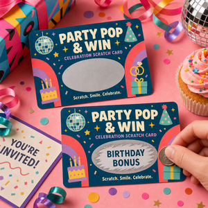 Cartes à gratter à prix instantané, impression sécurisée, design d'animation à données variables, taille personnalisée, thème de fête en couleur - Product Image 1