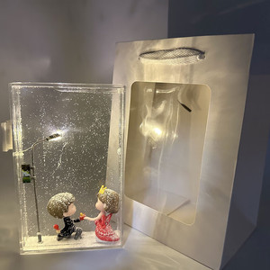 Diy Material Snowy Night Street <b>Lamp</b> Street <b>Lamp</b> Romantic Wedding Couple Valentines Flowing Mini Snowy Night for Home Decor - Product Image 5