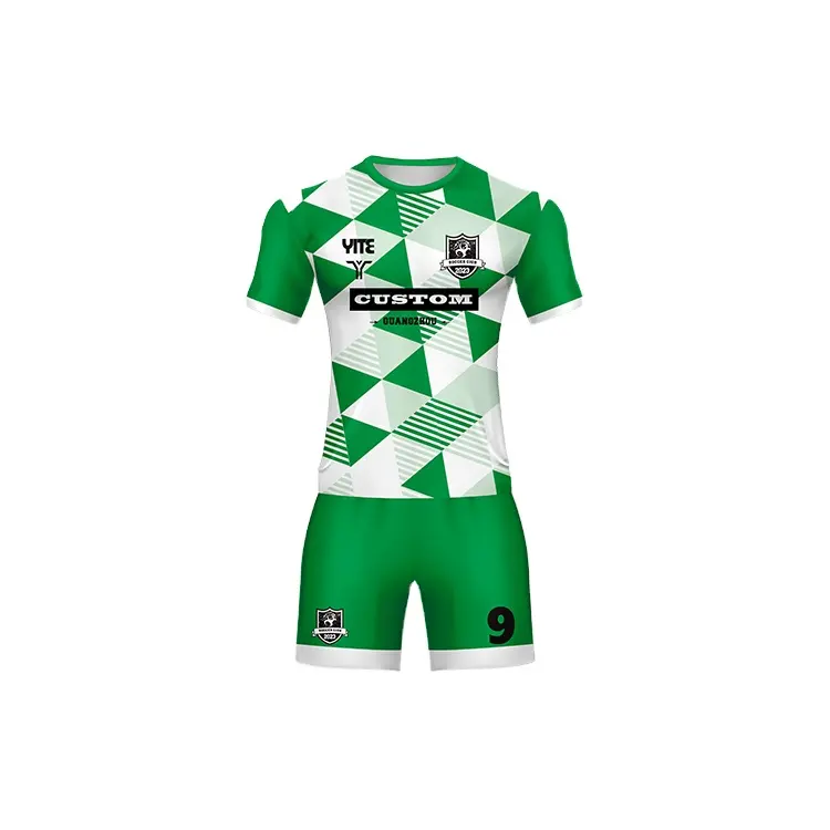 Popular Clube e equipe Últimas Designs Juventude Futebol Uniformes Sublimated Custom Green Football Jersey