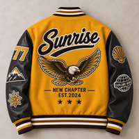 Veste universitaire OEM en chenille épaisse brodée, personnalisée avec patch 3D en relief, veste de baseball en laine avec manches en cuir