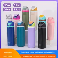 Gourde de sport isotherme en acier inoxydable 304 avec poignée, grande capacité, couleur Macron, pour fruits et paille, idéale pour le commerce transfrontalier
