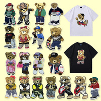 Patchs en chenille 3D personnalisés brodés, motif ours de dessin animé, en tissu éponge, thermocollants/coudables, de haute qualité, très demandés