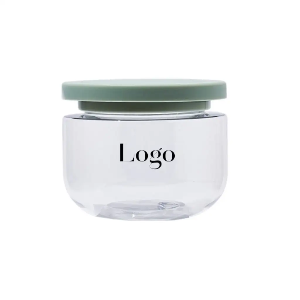 Logo kustom 8OZ 250ml transparan mulut lebar PET Body Butter kosong wadah kosmetik plastik Body Scrub Cream Jar