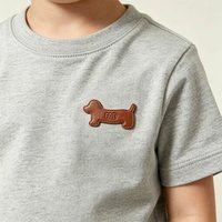 Étiquettes personnalisées en cuir véritable pressé à chaud pour chiots, écologiques, pour chapeaux, vêtements, accessoires de couture, vente en gros, OEM