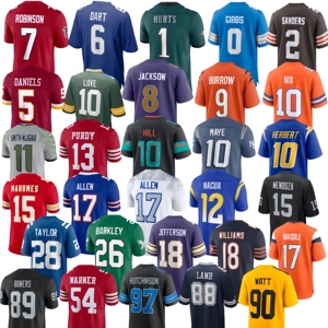 Vente en gros d'usine Nouvelle saison Brodé # Daniels # 97 Louis II # 8 <span class=keywords><strong>Jackson</strong></span> # 44 Skattebo # Maillot de football américain <span class=keywords><strong>Allen</strong></span> n°17 - Product Image 1