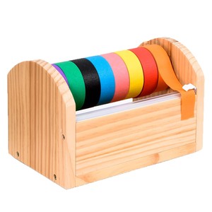 Wooden Tape Dispenser Solid <b>Pine</b> Wood Desktop Organizer For Office Craft Storage Rack With Non Slip Mat - Product Image 3