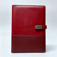 Carnet d'affaires en cuir PU avec recharge sans fil OEM, batterie externe intégrée, lecteur USB, plan cadeau d'entreprise multifonctionnel
