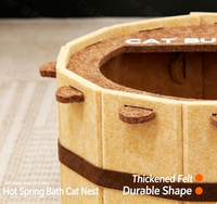 Nouveau style : Mignonne maison pour chat en feutre, style sources chaudes, semi-fermée, lit pour chat quatre saisons avec griffoir, confortable pour l'intérieur