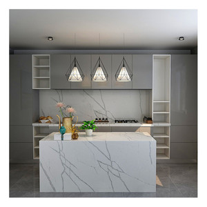 Hot Bán Hiện Đại Phật Sơn Đá Thạch Anh Blanco Calacatta Nuvo Losas De Cuarzo Vòi Hoa Sen Bao Quanh 40Mm Đầy Đủ Thạch Anh Bàn Tấm - Product Image 3