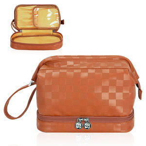 Bolsa de Cosméticos de PU de Doble Capa Personalizada con Cierre de Cremallera para Mujer, Organizador de Brochas de Maquillaje y Bolsa Personalizada - Product Image 1