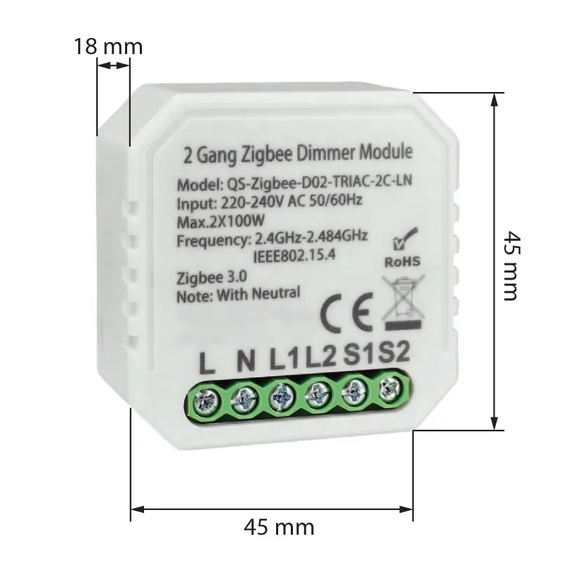 Domotica Zigbee 3.0 Modul Trailing AC Dimmer, Saklar Lampu Pintar Tuya Zigbee, Bekerja dengan Alexa