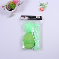 Fleur de bain pour bébé de couleur verte + éponge de bain longue + chiffon de bain
