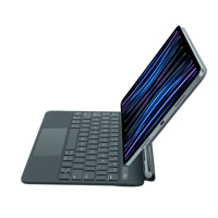 Teclado Inalámbrico USB Wisoneng Magic Ultra Delgado con Inclinación Ajustable, Panel Táctil Retroiluminado de 7 Colores para iPad de 12.9 Pulgadas, Nuevo, de Bambú, con Certificación RoHS