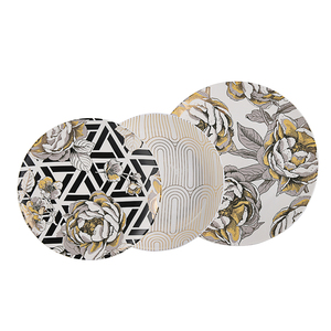 Polonia Venta caliente antiguo 24k chapado en oro <span class=keywords><strong>vajilla</strong></span> <span class=keywords><strong>set</strong></span> floral de la placa de la cena de cerámica de porcelana - Product Image 1